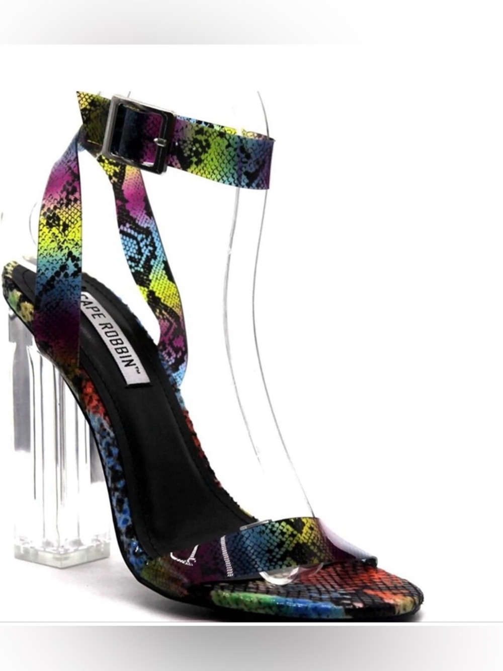 This Is A Reposh!! Cape Robbin Rainbow Snake-Print Ankle Strap Heels